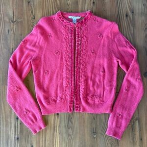 SOLD!!Cabi pink beaded cardigan Sz M